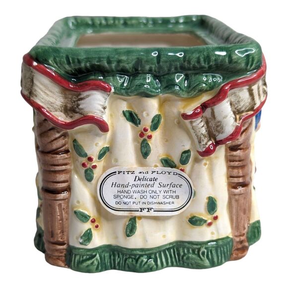 90s Fitz And Floyd Night Before Christmas Holiday Ceramic Sugar Bowl No Lid - Picture 3 of 6